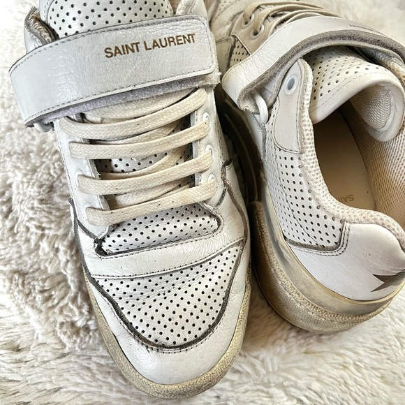 Saint Laurent SL24 Sneakers 37 White Calfskin Perforated Womens - Picture 5 of 6